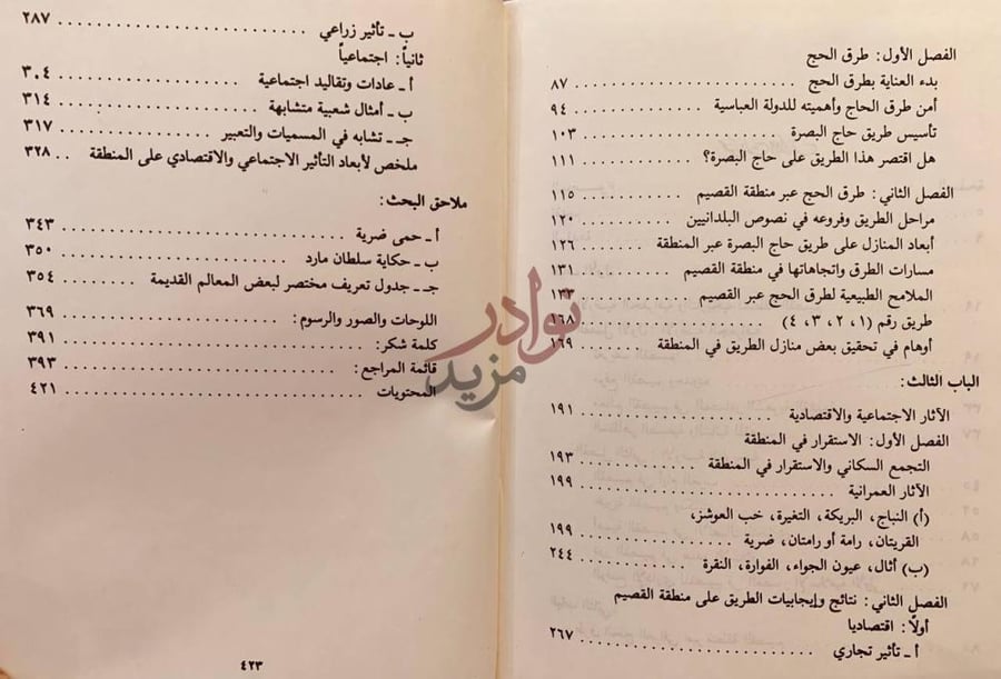 فهرس كتاب الاثار الاجتماعية والاقتصادية لطريق الحج العراقي