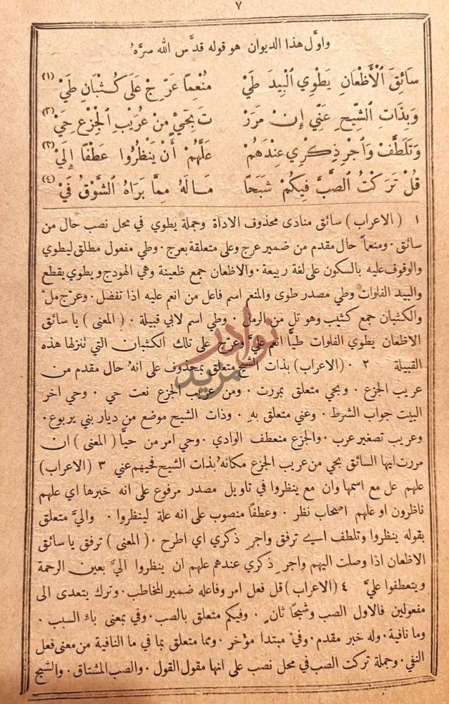 صفحة داخلية كتاب جلاء الغامض في ترجمة ديوان الفارض