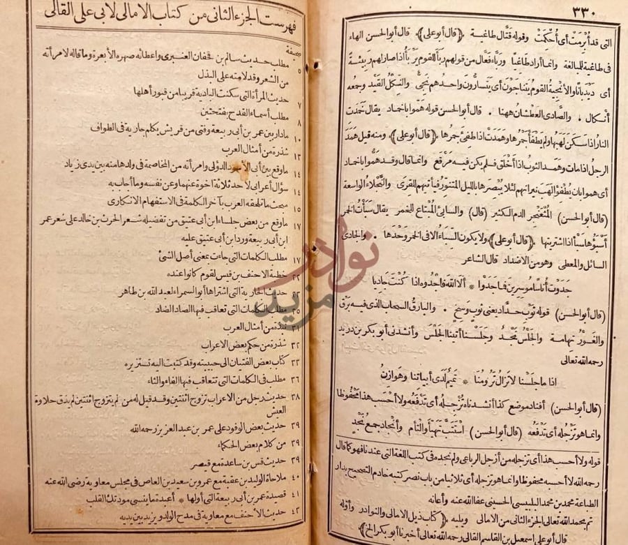 فهرس كتاب الامالي مع ذيل الامالي والنوادر فهرست