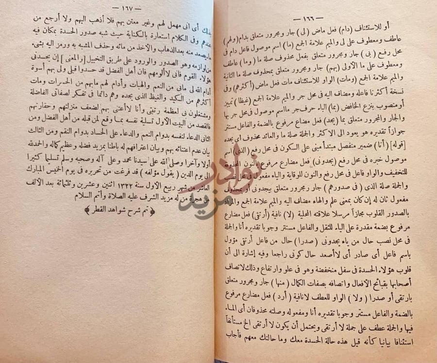 صفحة داخلية كتاب شرح شواهد شذور الذهب في معرفة كلام العرب