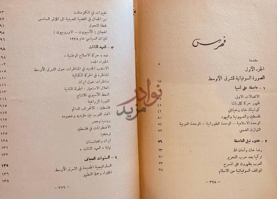 فهرس كتاب الاتحاد السوفياتي والشرق الاوسط فهرس