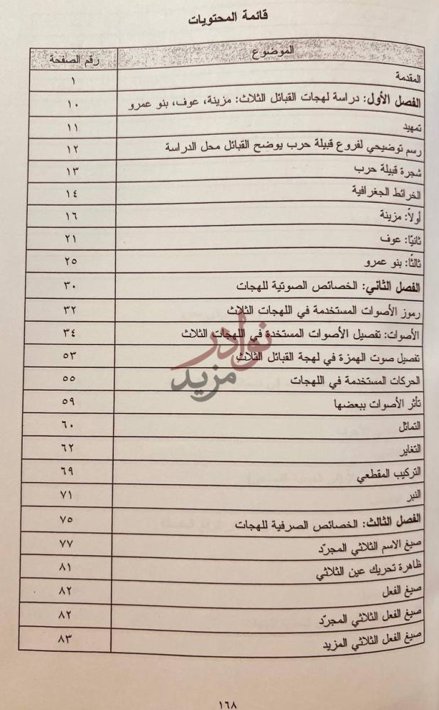 فهرس كتاب لهجة بادية المدينة المنورة قائمة المحتويات