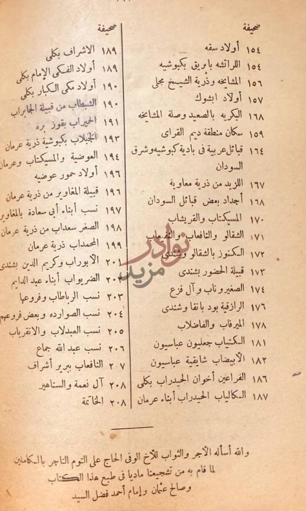 فهرس كتاب سهم الارحام في السودان
