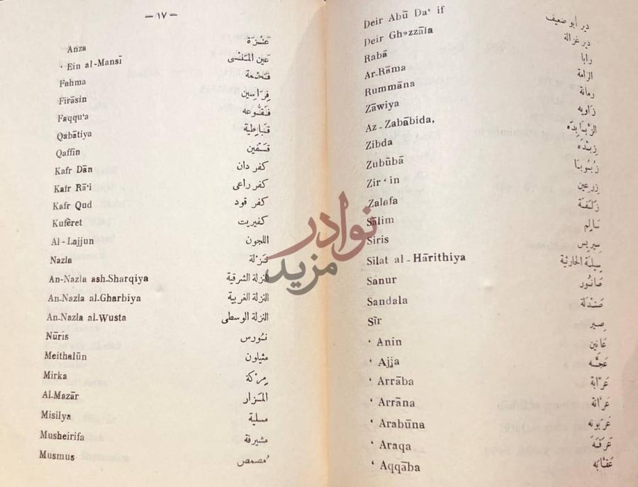 صفحة داخلية كتاب كشاف البلدان الفلسطينية