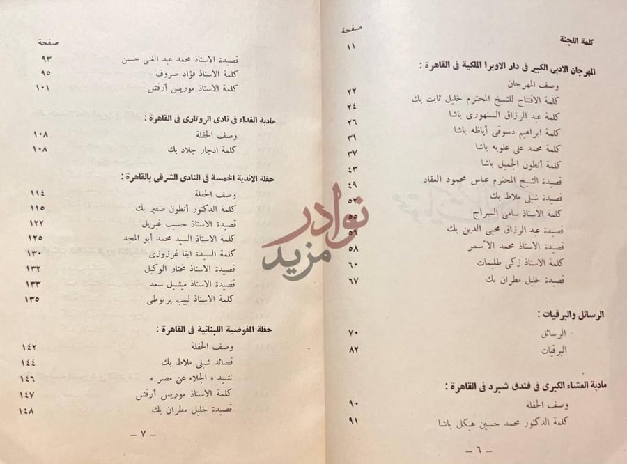 فهرس كتاب الكتاب الذهبي لمهرجان خليل مطران بك