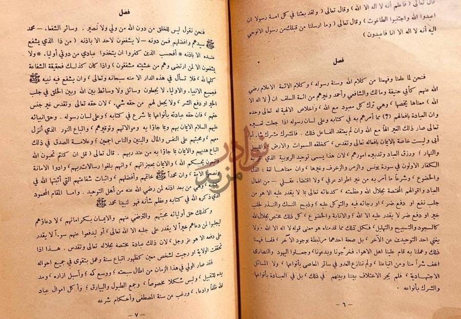 صفحة داخلية كتاب الهدية السنية والتحفة الوهابية النجدية فصل