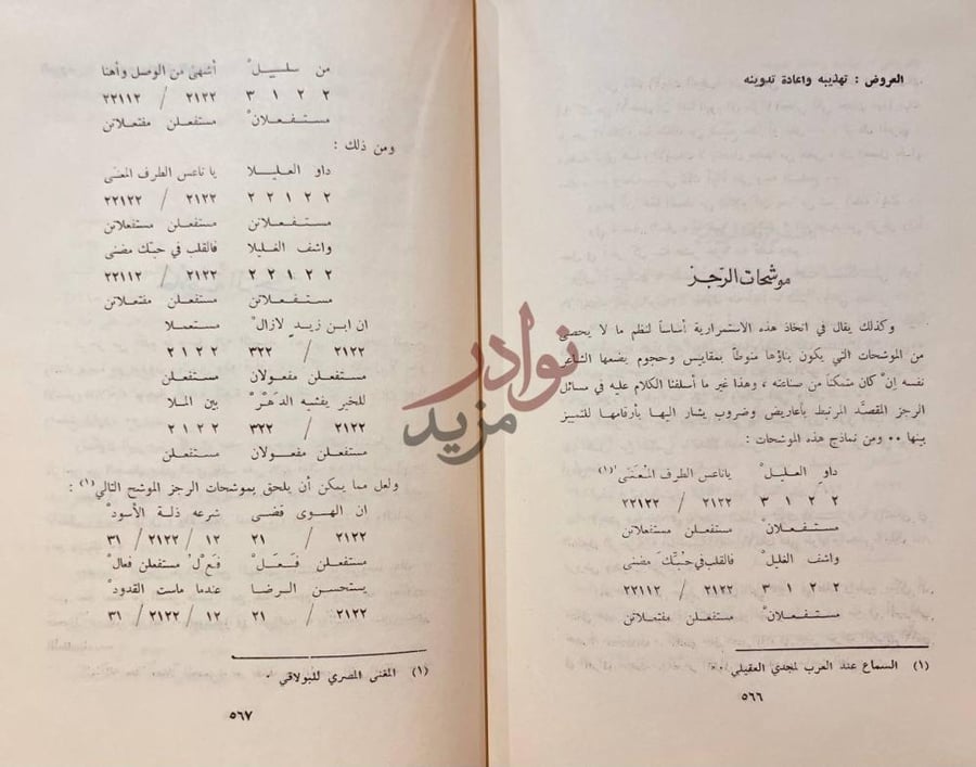 صفحة داخلية كتاب العروض تهذيبه واعادة تدوينه موشحات الرجز