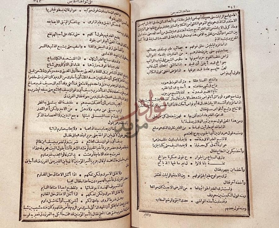 صفحة داخلية كتاب شواهد التلخيص المسمي معاهد التنصيص الابطال
