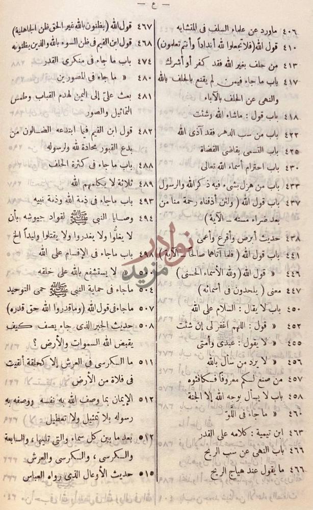 فهرس كتاب فتح المجيد شرح كتاب التوحيد