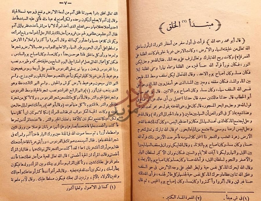 صفحة داخلية كتاب المعارف مبتدأ الخلق