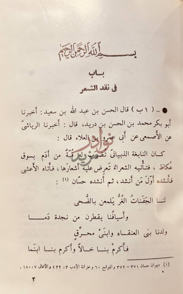 فصل كتاب المصون في الادب باب في نقد الشعر