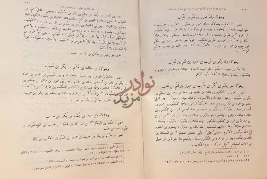 صفحة داخلية كتاب جمهرة انساب العرب وهؤلاء بنو مالك بن
