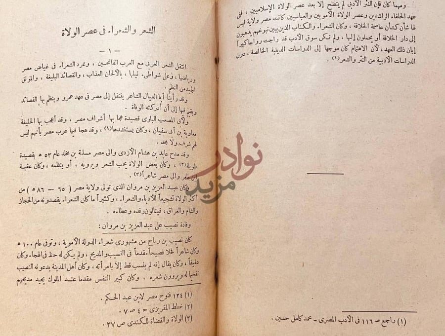 صفحة داخلية كتاب قصة الادب في مصر الشعر والشعراء