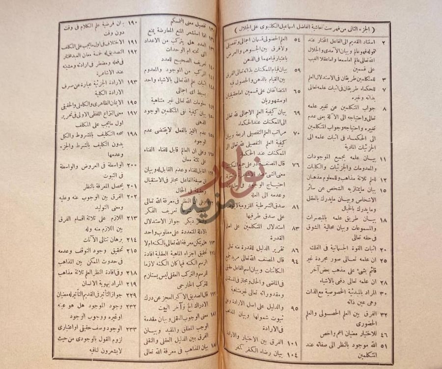 فهرس كتاب حاشية الكلنبوي على شرح جلال الدين الدواني