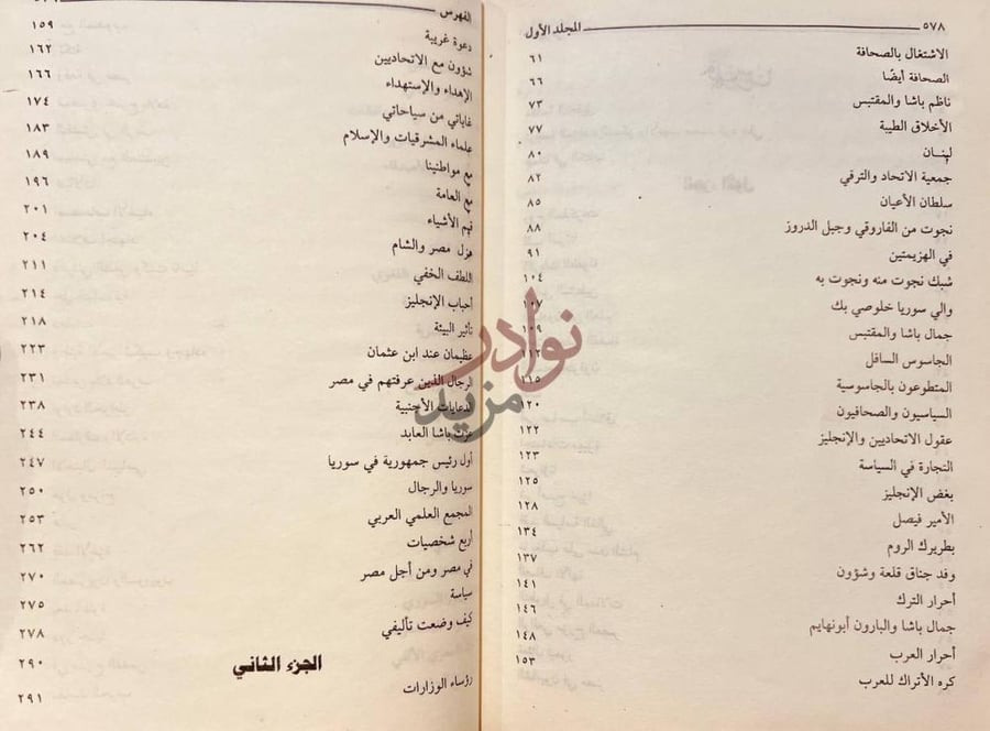 فهرس كتاب مذكرات محمد كرد علي فهرس الجزء الأول
