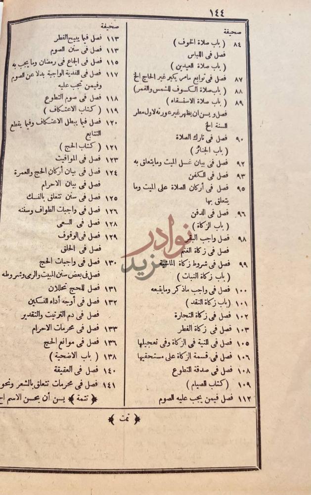 فهرس كتاب المنهاج القويم او شرح شهاب الدين الشافعى تتمة