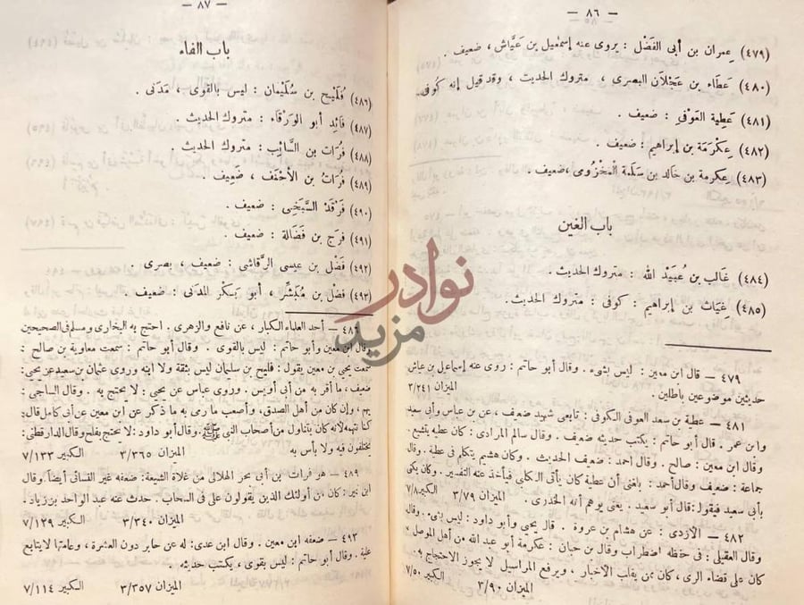 صفحة داخلية كتاب الضعفاء الصغير باب الغين