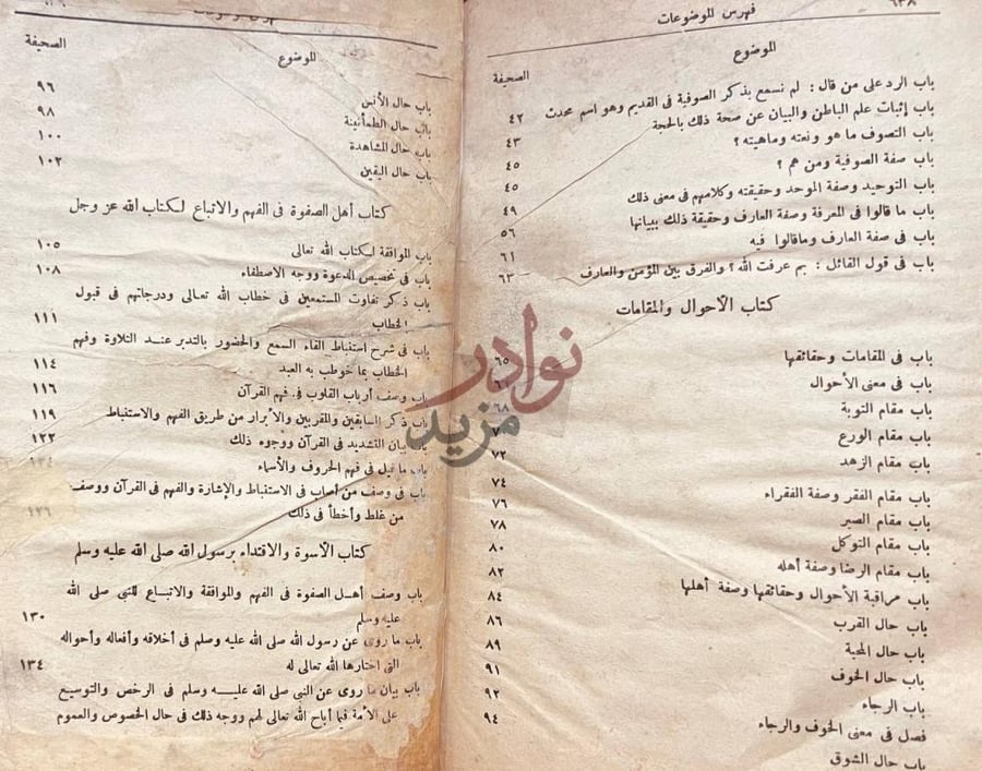 فهرس كتاب اللمع فهرس الموضوعات