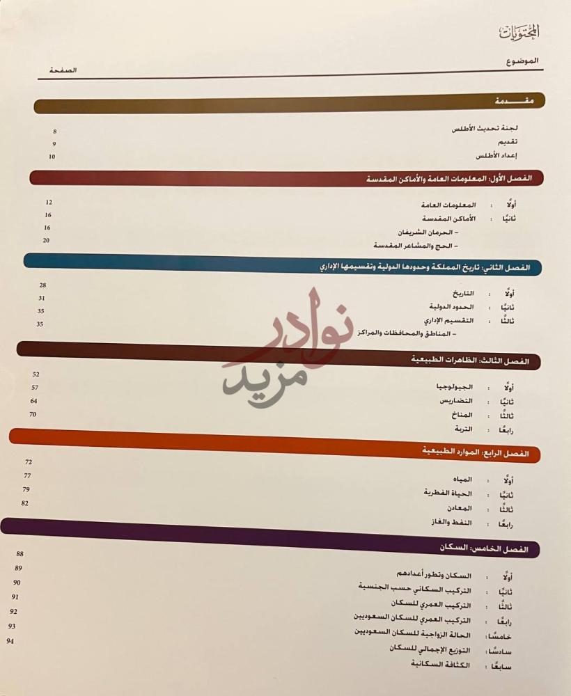 فهرس كتاب اطلس المملكة العربية السعودية المحتويات