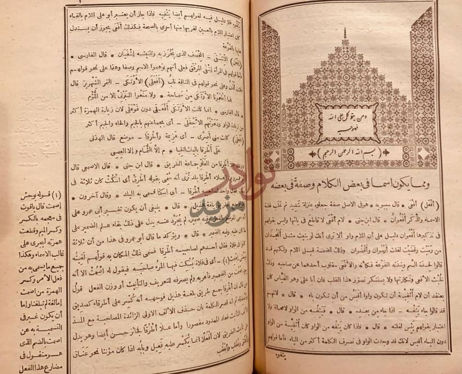 صفحة داخلية كتاب المخصص ومما يكون اسما