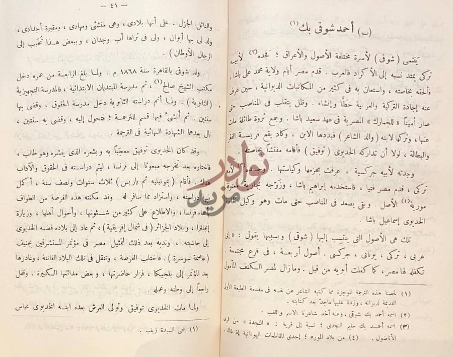 صفحة داخلية كتاب المتنبي وشوقي دراسة ونقد وموازنة