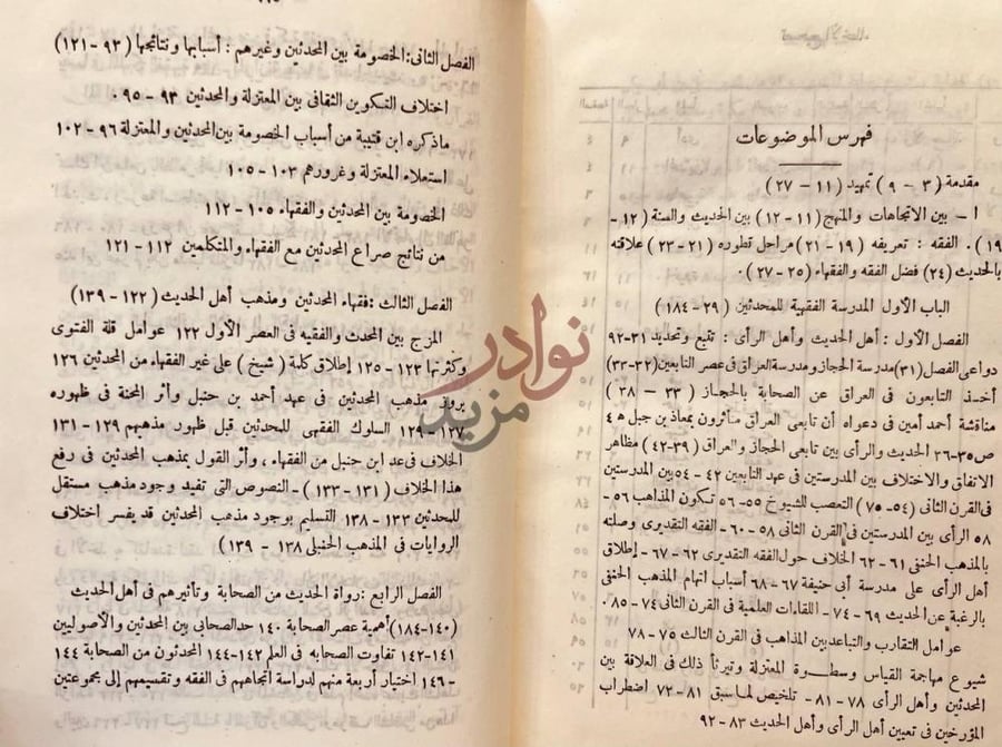 فهرس كتاب الاتجاهات الفقهية عند اصحاب الحديث في القرن الثالث