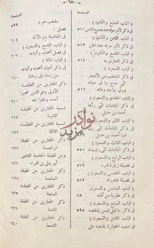 فهرس كتاب مناقب الامام احمد بن حنبل فهرس الموضوعات
