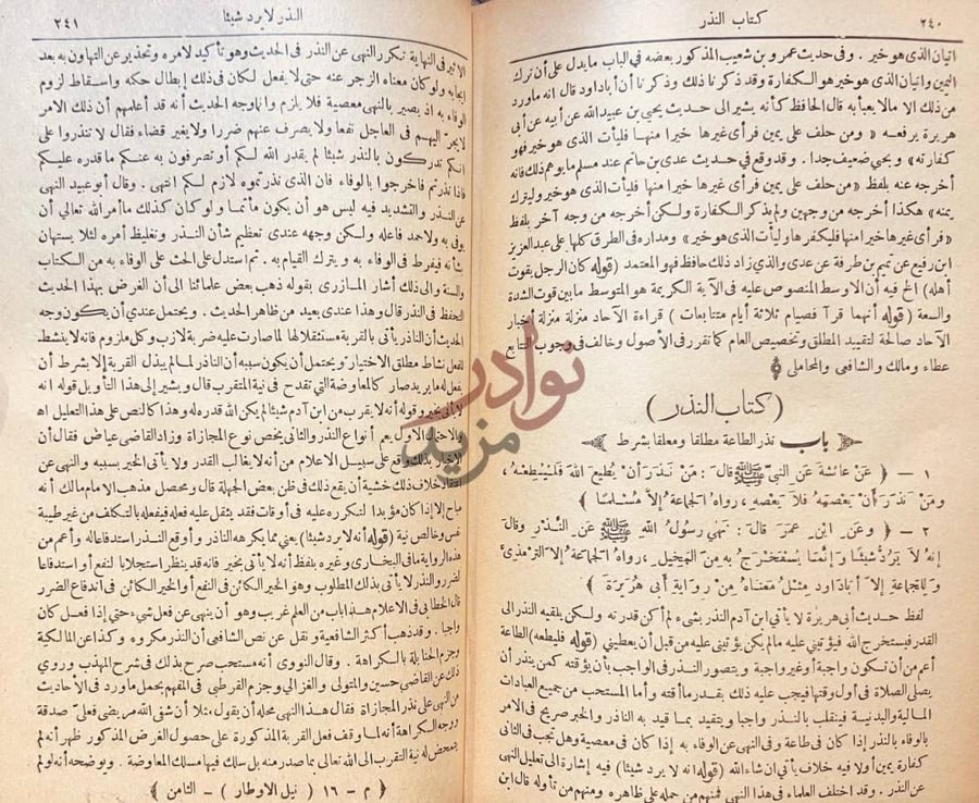 صفحة داخلية كتاب نيل الاوطار شرح منتقى الاخبار من احاديث سيد