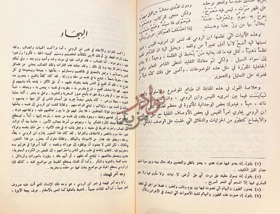 صفحة داخلية كتاب ابن الرومي فته ونفسيته من خلال شعره