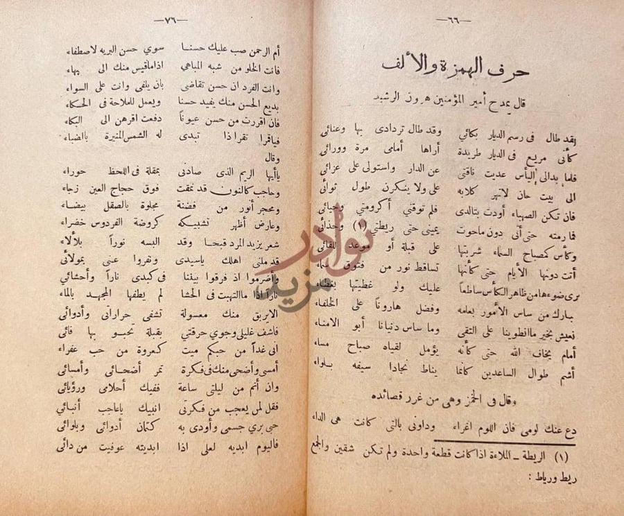 صفحة داخلية كتاب ديوان ابى نواس حرف الهمزة والألف