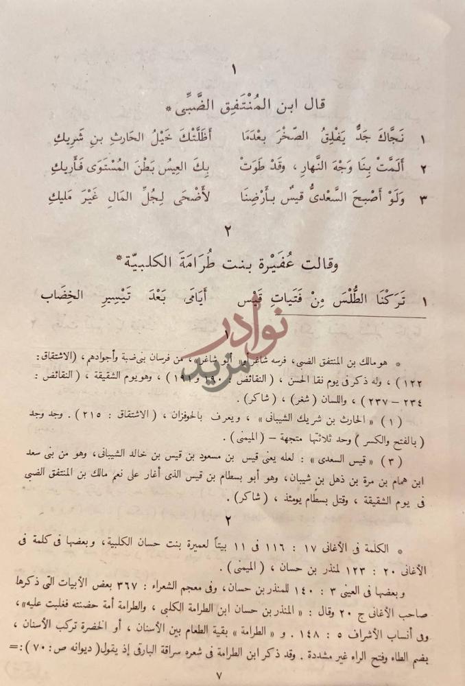 صفحة داخلية كتاب الوحشيات وهو الحماسة الصغرى