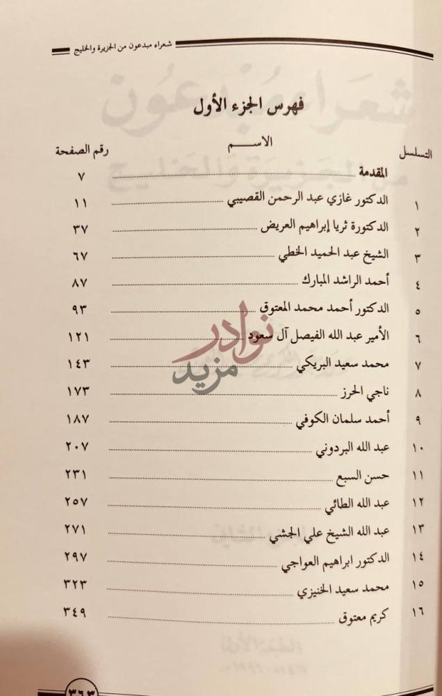 فهرس كتاب شعراء مبدعون من الجزيرة والخليج