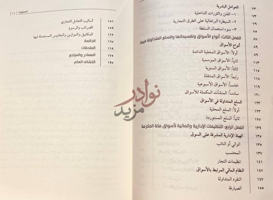 فهرس كتاب الاسواق التجارية في مكة المكرمة المحتويات