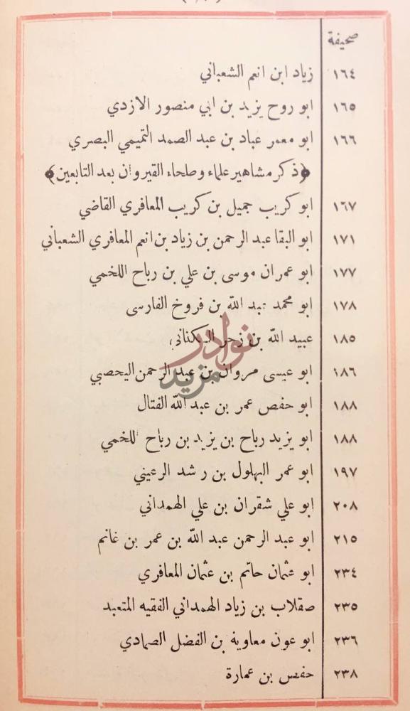 فهرس كتاب معالم الايمان في معرفة اهل القيروان صحيفة