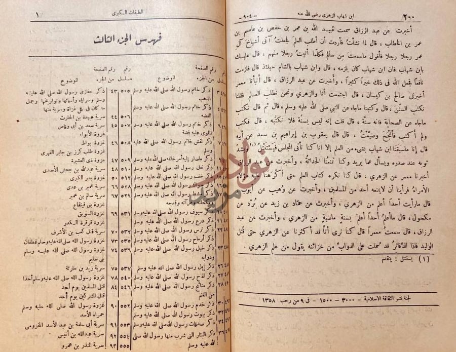 فهرس كتاب الطبقات الكبرى فهرس الجزء الثالث