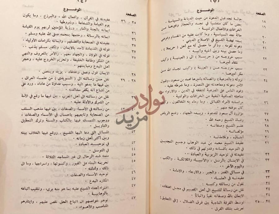 فهرس كتاب الشيخ محمد بن عبدالوهاب عقيدته السلفية ودعوته