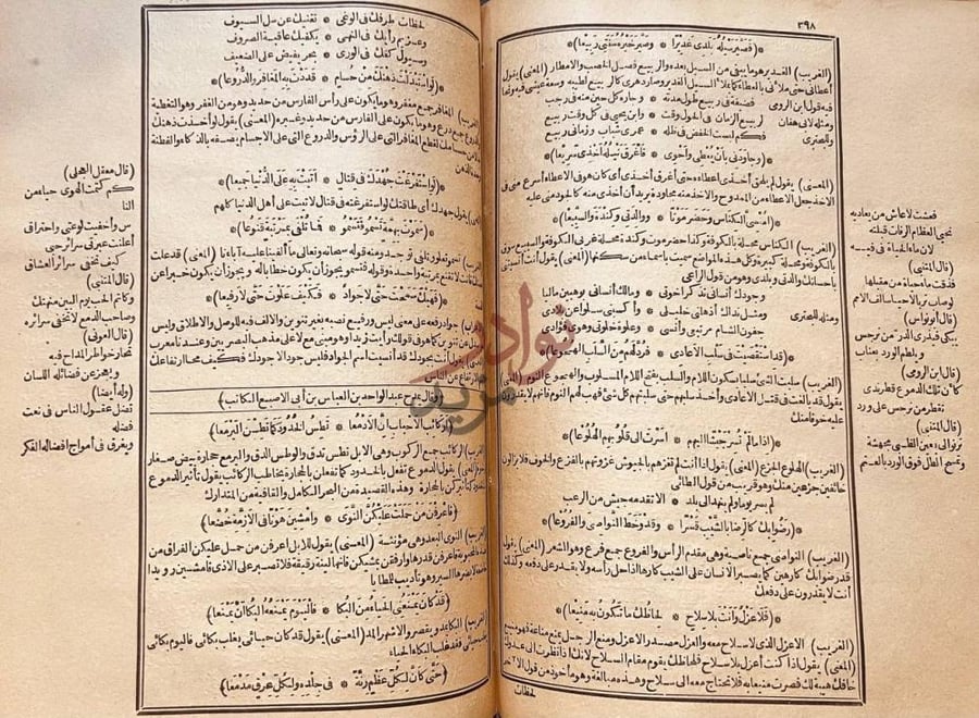 صفحة داخلية كتاب شرح التبيان على ديوان ابي الطيب المتنبي