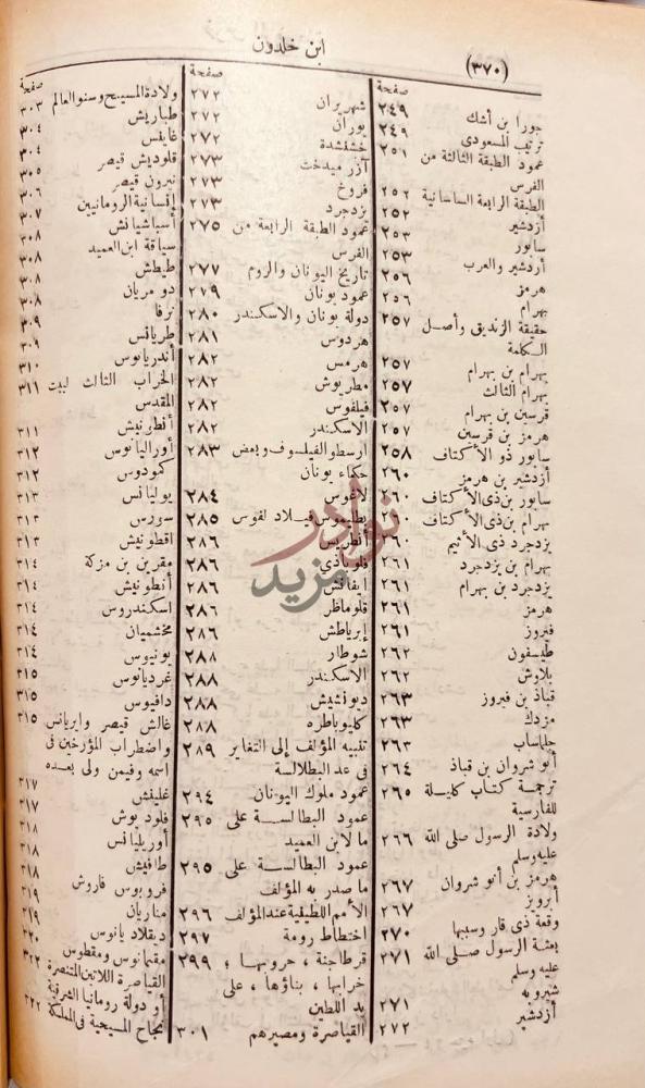 فهرس كتاب تاريخ ابن خلدون او العبر وديوان المبتدا والخبر