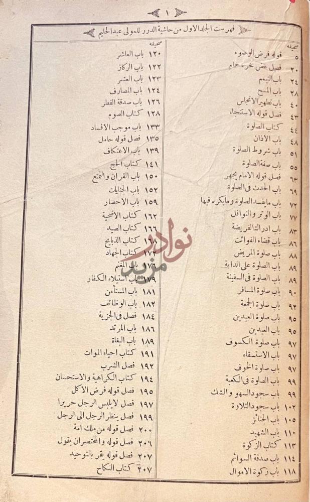 فهرس كتاب حاشية الدرر على الغرر فهرست الجلد الاول