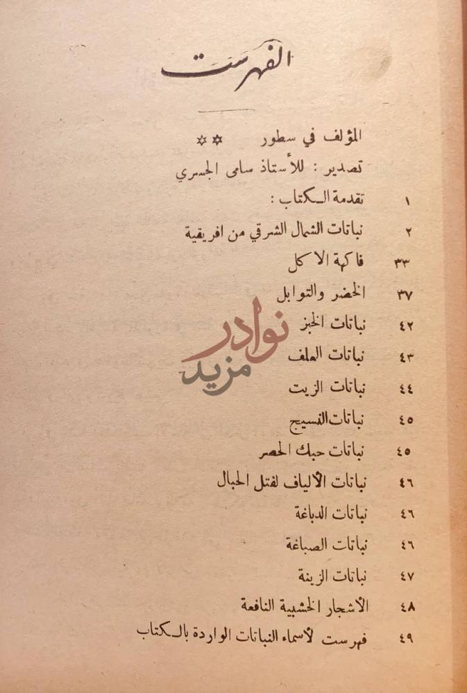 فهرس كتاب نباتات بلاد النيل الفهرست