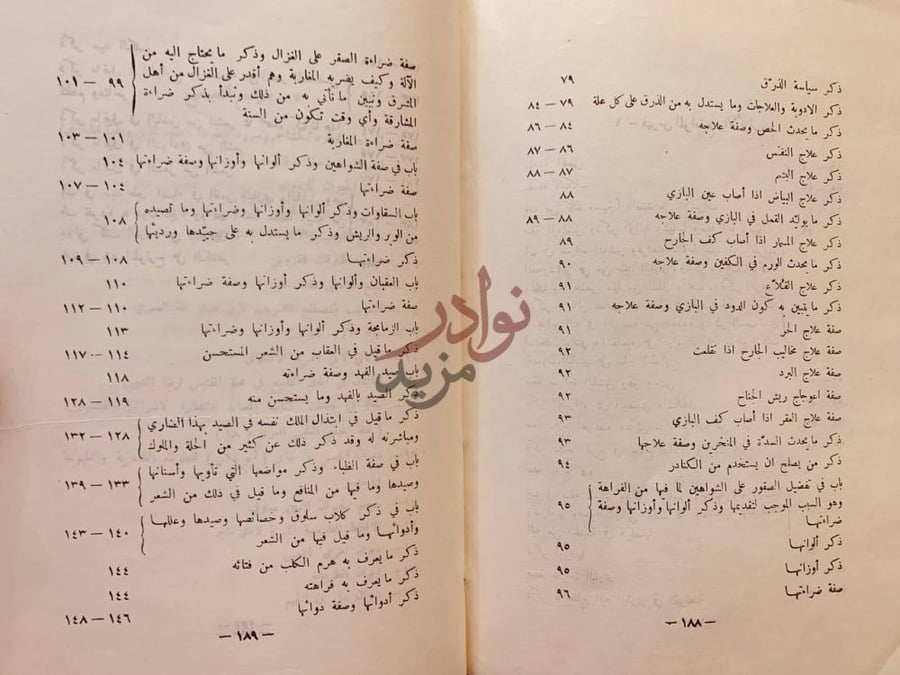 فهرس كتاب البيزرة او البزدرة فهرس المواضع