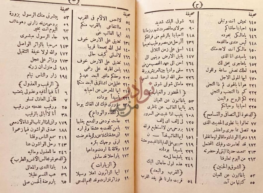 فهرس كتاب ديوان ابي الفضل بهاء الدين زهير