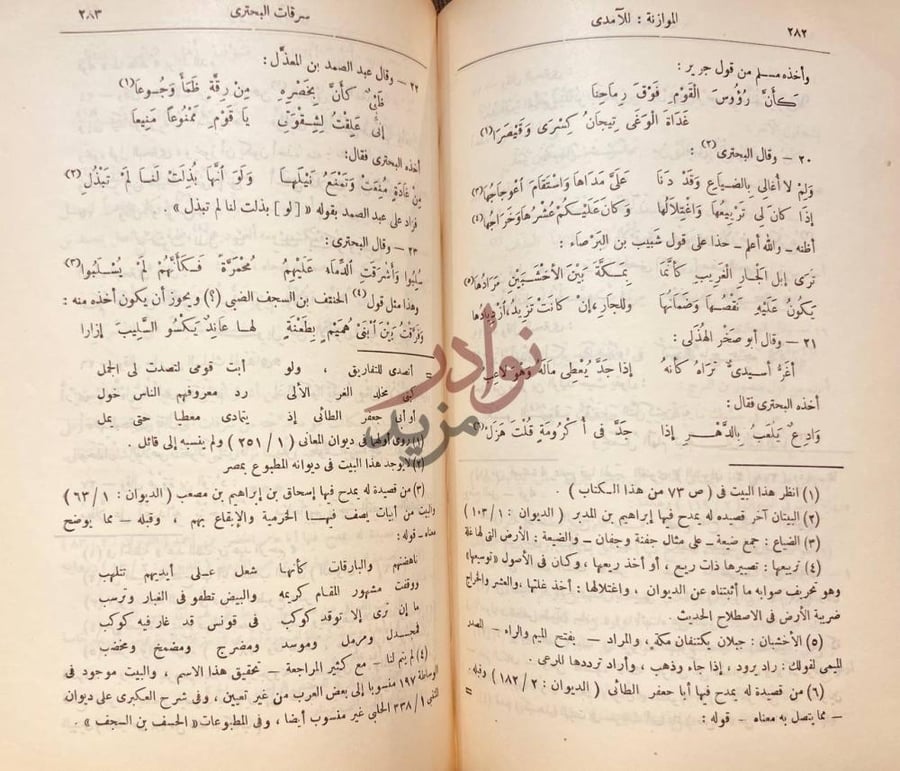 صفحة داخلية كتاب الموازنة بين ابى تمام والبحتري