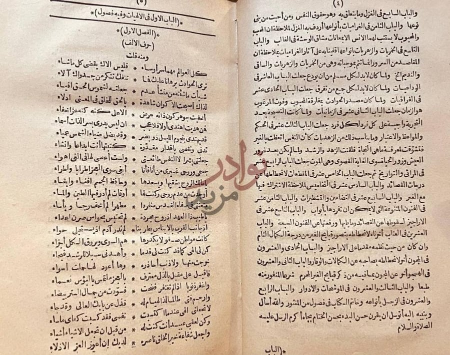 صفحة داخلية كتاب ديوان ثمرات الحياة الباب الاول