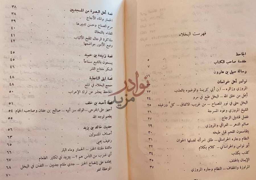 فهرس كتاب البخلاء فهرست البخلاء