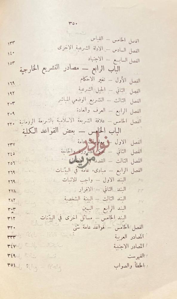فهرس كتاب فلسفة التشريع في الاسلام