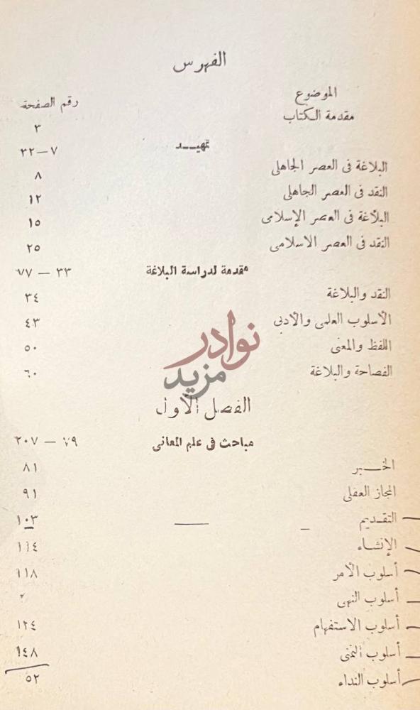 فهرس كتاب فن البلاغة الفهرس