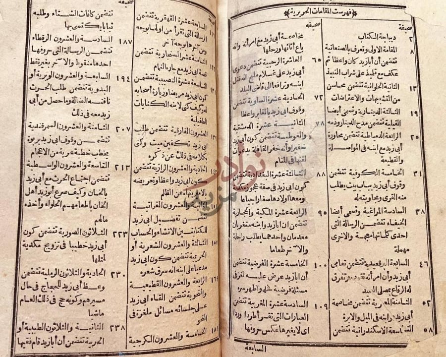 فهرس كتاب المقامات الادبية او مقامات الحريري