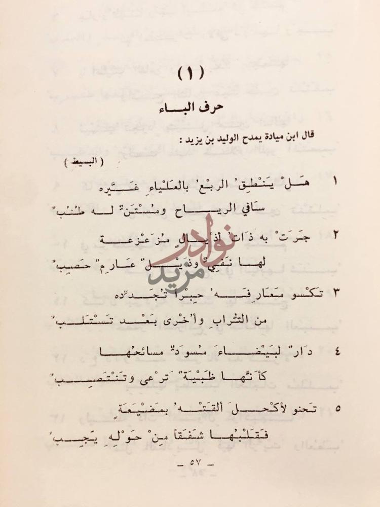 صفحة داخلية كتاب شعر ابن ميادة حرف الباء