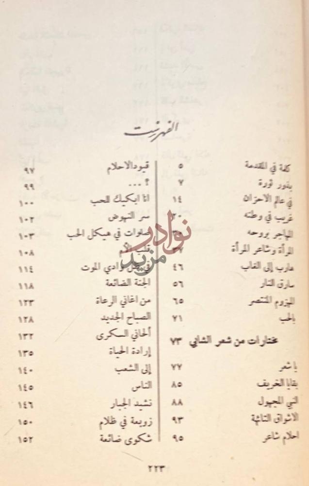 فهرس كتاب ابو القاسم الشابي شاعر الحب والثورة الفهرست